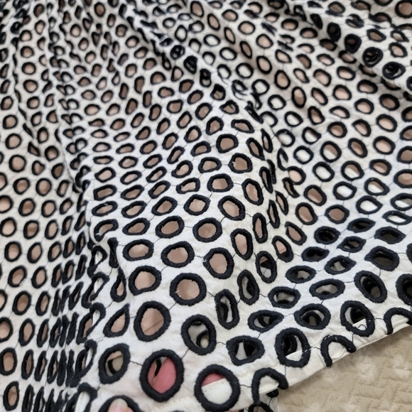 J. Crew Cotton Embroidered Open Polks dot Skirt over blush pink lining Size 6 - Picture 10 of 16